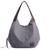 Weiyinxing Canvas Bag Women's Bag Fashion Versatile Art Simple Korean Version One Shoulder Handbag Multi-Layer Leisure Bag