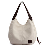 Weiyinxing Canvas Bag Women's Bag Fashion Versatile Art Simple Korean Version One Shoulder Handbag Multi-Layer Leisure Bag