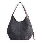 Weiyinxing Canvas Bag Women's Bag Fashion Versatile Art Simple Korean Version One Shoulder Handbag Multi-Layer Leisure Bag