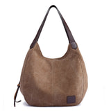 Weiyinxing Canvas Bag Women's Bag Fashion Versatile Art Simple Korean Version One Shoulder Handbag Multi-Layer Leisure Bag