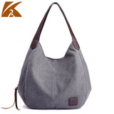 Weiyinxing Canvas Bag Women's Bag Fashion Versatile Art Simple Korean Version One Shoulder Handbag Multi-Layer Leisure Bag