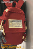 Weiyinxing Male Red Nylon School Bag Cool Boy Girl Waterproof Travel Book Bag Men Women Female Leisure Laptop College Backpack Fashion