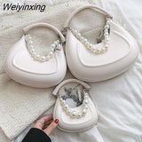 Weiyinxing Brand Tote Bag For Women 2023 Fashion Handbag And Purse Luxury Pearl Necklace Lady Crossbody Bag Simple Women's Shoulder Bag