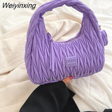Weiyinxing Woman's Satchel Bag Pleated Designer Women Bags 2023 Trend Embroidered Thread Crescent Bags For Women Luxury Handbags
