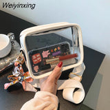 Weiyinxing Clear Crossbody Bags for Women Men Stadium Approved Transparent Shoulder Handbag Small Square Phone Bag Outdoor Wallet Purse