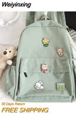 Weiyinxing Women Nylon Cute Backpack Bear Female Student College School Bag Badge Girl Doll Backpack Kawaii Book Ladies Fashion Bags Trendy