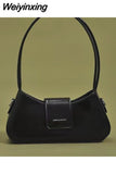 Weiyinxing Silver Shoulder Bag for Women Plain Simple Solid Color Purses and Handbag Luxury Designer Hong Kong Style Crossbody Bags
