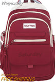Weiyinxing High Capacity Red Leisure College Backpack Trendy Women Fashion Nylon Laptop Book Bags Girl Cute Travel School Bag Female