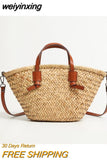 weiyinxing Wicker Woven Basket Bags Rattan Women Handbags Summer Beach Straw Large Capacity Tote Big Shoulder Crossbody Bag 2023 0409