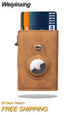 Weiyinxing Air Tag Wallet RFID Credit Card Money Holder Automatic Pop up Mini Aluminum Wallet Airtag Case Cover