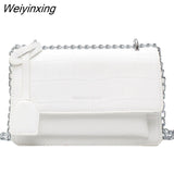 Weiyinxing Retro Fashion Chain Bag Ladies Messenger Bags for Women 2023 Casual Shoulder Bag Small Square Bag Solid Color Female Bag