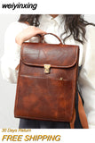 weiyinxing Women Backpack Vintage Leather Backpack for Teenage Girls School Bag Large Capacity Female Shoulder Bag Bagpack Mochila
