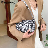 Weiyinxing Women Shoulder Bag Fashion Animal Pattern Print Bag Casual Nylon Butterfly Leopard Zebra Cow Print Women Handbag Underarm Bags