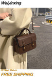Weiyinxing Vintage Handbag 2023 New Tend College Style Solid Color Pu Leather Casual Versatie Popular Ladies Flap Messenger Bag