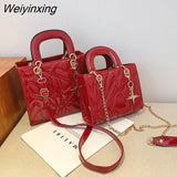 Weiyinxing Bags for Women 2023 Embroidery Designer Handbag Casual Tote Bag Lady Crossbody Bags Fashion Purse Classic Square Clutches