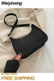 Weiyinxing Armpit HandBag Women's One Shoulder Bags 2023 New Summer Trend Soild Color Simple Subaxillary Shoulder Bag Casual Retro