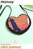 Weiyinxing Children's Bag 2023 Cute Girl Heart One-shoulder Bag Crossbody Bag DIY Funny Heart Sequin Coin Purse Key Packet Handbag