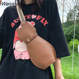 Weiyinxing Cute Pu Cat Dog Bag Women Bag Messenger Bag Wide Shoulder Straps Chest Bag Shoulder Bags Student Storage Bag Little Bag