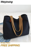 Weiyinxing Big Handbag 2023 Autumn Simple Large Capacity Lady's Casual One Shoulder Bag Solid Color Canvas Handbag Fashionable Retro