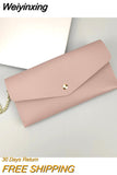 Weiyinxing Ladies' Long Purse Women's Hand Purse Multi-card Button Fashion Mobile Phone Case Solid Color All-match Fashion Ring Chain