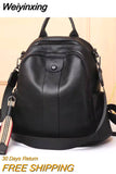 Weiyinxing Natural Leather Backpack Real Cowhide Ladies Backpack Bag High Quality Woman Black Bags School Women's Leather Backpacks