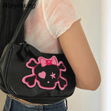 Weiyinxing Fashion Skeleton Pu Leather Harajuku Style Handbag Storage Bag Commuter Crossbody Bag Women Bag Tote Bag Messenger Bag