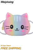 Weiyinxing Crossbody Bag for Children Cute Cartoon Cat Baby Girls Shoulder Bags PU Leather Boys Kids Small Coin Purse Handbags Wallet