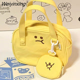 Weiyinxing Cute Angry Toast Women Canvas Bag Wallet Small Bag Travel Handbag Messenger Bag Headphone Bag Purses Handbags