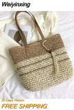 Weiyinxing Women's Bag Vintage Beach Bags Luxury Designer Straw Handbag Casual Handmade Woven Tote Large Capacity Shoulder Bag Shopper Sac 0409