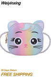 Weiyinxing Crossbody Bag for Children Cute Cartoon Cat Baby Girls Shoulder Bags PU Leather Boys Kids Small Coin Purse Handbags Wallet