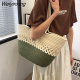 Weiyinxing Beach Basket Summer Bag straw Bag Ffashion Beach Bbags Big Rattan Shoulder Bags Large Capacity Woven Bag Hand-Made Handbags