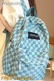Weiyinxing Plaid School Bag Trendy Female Laptop College Backpack Ladies Lattice Book Bags Fashion Women Cute Harajuku Backpack Kawaii