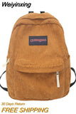 Weiyinxing Corduroy Fashion Woman Backpack Schoolbag For Teenage Girls Men Harajuku Female Preppy Style Bag Student Lady Book BagPack