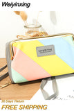 Weiyinxing Women's Shoulder Bag Holdheld Wallet Messenger Bag Fashion Korean Version Horizontal Splicing Color Multi-function Phone Bag