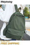 Weiyinxing Men Women Green Canvas Vintage School Bag Female Male Retro College Backpack Travel Girl Boy Teenager Book Cool Lady Bag