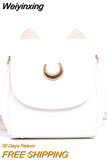 Weiyinxing Sailor Moon Satchel Luna Cat Backpack Black White Moon Pattern Women Shoulder Bag PU Leather Women Backpacks Crossbody