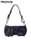 Weiyinxing Gothic Y2k Shoulder Bag for Women Harajuku Casual Punk Pu Leather Handbag Designer Black Fashion Female Crossbody Bag Bolsa