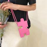 Weiyinxing Mini Mobile Phone Bag Summer Candy Colors Women's Bag 2023 Trend Crossbody Bag Hollow Out Puzzle Shape Lady Shoulder Bag