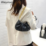Weiyinxing Bag Women's 2023 New Underarm Bag Solid Color Pleated Bag Cloud Single Shoulder Messenger Bag Texture Handbag for Women