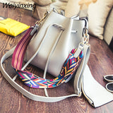Weiyinxing Color Strap Bucket Bag for Women Pu Leather Shoulder Bag Desinger Ladies Crossbody Bags Bolsa Feminina Purse and Handbag