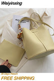 Weiyinxing Bucket Bag Women's High-capacity Handbags 2023 Korean Version Fashion Advanced Texture Silk Scarf Handheld Bucket Bags Niche