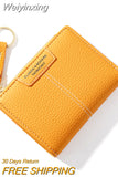 Weiyinxing Yellow Women Wallet Soft PU Leather Female Purse Mini Hasp Card Holder Coin Short Wallets Slim Small Purse Zipper Keychain