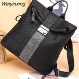 Weiyinxing Ms Luxury Designer Women High capacity Leather Black Backpack Casual High Quality School Backpacks For Girls Travel Bagpack