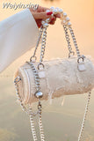 Weiyinxing Elegant Tassel Women Shoulder Bag Beading Chains Top Handle Bags Fashion 2023 Ladies Concise Hot Sale Bucket Bolso Mujer