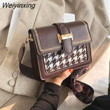Weiyinxing de luxo feminina com design em lã, bolsa quadrada de ombro em couro pu, bolsa mensageiro de marca elegante, bolsa de celul