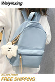 Weiyinxing Women Rucksack Female Waterproof Nylon School Backpack for Teenage Girls Solid Color Bookbag for Kids Mochila Kawaii Bag