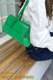 Weiyinxing Simple Women's Underarm Bag Vintage Green Ladies Square Shoulder Bags Winter Fashion Female Tote Purse Top Handle Handbags