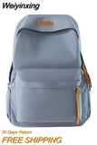 Weiyinxing Men Women Harajuku School Backpack Female Male Cool Waterproof Travel Bag Girl Boy Solid Color Backpack Ladies Student Bags Cute