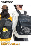 Weiyinxing Fashion Women Transparent Backpacks Mesh Backpack for Boys and Girls Light Weight Rucksack Travel Gym Bags Black Student Bag
