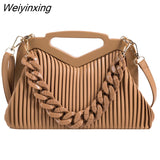 Weiyinxing Brand Handbag Women Inverted Triangle Handle Leather Hand Pouch Classic Crossbody Bags For Women Tote Bag Lady Satchel
